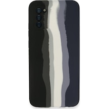 Samsung Galaxy  Uyumlu,  A03s Kılıf Ebruli Lansman Silikon - Siyah-lacivert