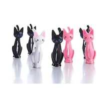 Pembe-4 Adet Sevimli Kediler Plastik Elbise Mandalları Clothespins Plaj Havlusu Klipler Çarşaf Çorap Rüzgar Geçirmez Çamaşır Mandalı