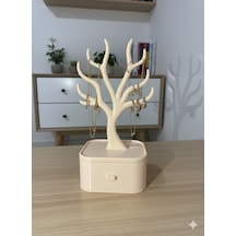 Takı Standı Ağaç Tasarımlı Çekmeceli Takı Organizer Kolye Bileklik Askılığı Dekoratif
