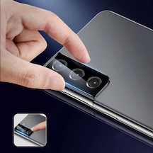 Kilifone - Samsung Galaxy S21 Uyumlu - Kamera Lens Koruyucu 3d Kamera Camı - Şeffaf
