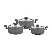 Oms 6 Parça Granit Güveç Set Gri Renk