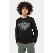 Tshirthane Dot Building Baskılı Unisex Çocuk Siyah Sweatshirt Siyah