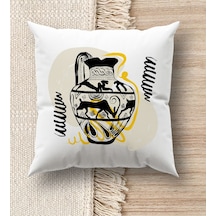 Bk Gift Modern Art Tasarımlı Beyaz Kırlent Yastık, Ev Hediyesi, Ev Dekorasyonu, Dekoratif Hediye-20