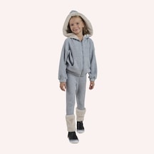 Kız Çocuk Yumuşak Dokulu Fermuarlı Mavi Sweatshirt 636109