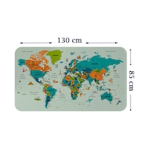 Türkçe Eğitici Ülke Ve Başkent Detaylı Atlası Dünya Haritası Duvar Sticker-85x130-3855 Çok Renkli