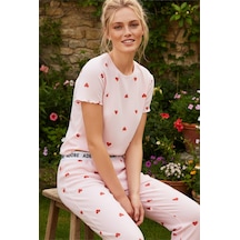 Siyah İnci Lastikli Fitilli Kaşkorse Örme Pijama Takım 26120601 Pembe