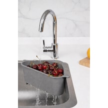 Vantuzlu Üçgen Lavabo Süzgeci Mutfak Evye Köşe Süzgeci Gri Gri