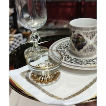 Alfafe Home 6 Adet Kahve Yanı Gold Metal Ayaklı Lokumluk Şekerlik Şeffaf