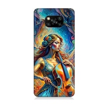 Xiaomi Poco X3 Uyumlu Viyolonsel Çalan Kadın Desenli Silikon Kılıf
