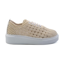 Bej Hakiki Deri Kadın Sneaker K01303018616 Bej
