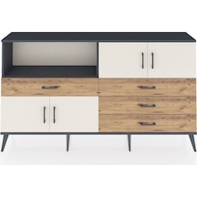 Arges Konsol 2 Raflı 4 Çekmeceli 4 Kapaklı 176x30x99 Antrasit-aytaşı/çam Aytası/atlas Çam - Antrasıt