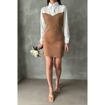 Verymoda Kol Ve Göğüs Üstü Poplin Diz Üstü Elbise Vmf1139 Camel
