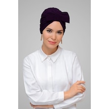 Hürrem Bone Mürdüm Pratik Hazır Geçmeli Tesettür Bone Sandy Kumaş Fiyonklu Bü (545490873) Mürdüm