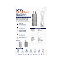 12v Dc Su Pompası 600 Litre/saat 5m Basma Gücü
