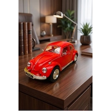 Nostaljik Beetle Vosvos Oyuncak Araba - 17cm Büyük - Sesli Işıklı Ve Sürtmeli - Kırmızı Model Araba Çok Renkli