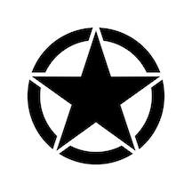 Army Star, Askeri Yıldız Off Road Oto Sticker Araba Sticker Siyah 30 X 30 Cm