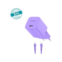 Ttec Smartcharger Gan 20w Pd Seyahat Hızlı Şarj Aleti + Usb-c - Usb-c 3a Kablo Neon - Mor