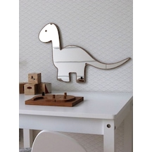 Sevimli Dinozor Model Pleksi Çocuk Odası Aynası Ahşap