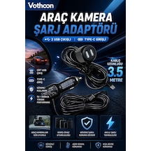 Araç Kamera Şarj Adaptörü 2 Usb Li Type-c Girişli 3.5 Metre Kablo Uzunluğu Ürün Kamera Değildir
