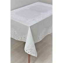 120x150 Hazır Dantel Görünümlü Silinebilir Pvc Muşamba Masa Örtüsü Manolya 001