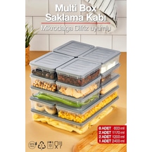 Box 11 Parça 3 Farklı Boy Saklama Kabı Seti - Dondurucu & Mikrodalga Uyumlu Gri