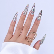 Takma Tırnak Nail Art Extra Uzun 10'lu Tekrar Kullanılabilir El Yapımı Protez Takma Tırnak Keee1658 Xs