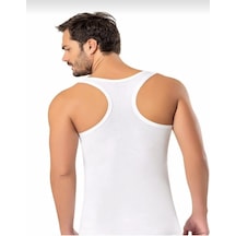 Erdem 1121 Erkek Likralı Askılı Sporcu Atlet 6 Adet Beyaz