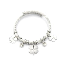 Yonca Charm Bilezik - Gümüş Açık Mavi