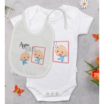 Bitmeyenkartus Bk Kids Aynı Bubası Tasarımlı Bebek Body Zıbın Ve Mama Önlüğü Hed Çok Renkli