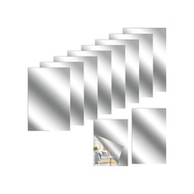 2 Adet Kendinden Yapışkanlı Dekoratif Pleksi Ayna, Modern Tasarım, 5x20 Cm Açık Gri