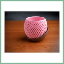 Bşkvirgo 3d Baskı Küre Saksı - Kafes Dokulu İki Parçalı Dekoratif Saksı - Pembe-kahverengi Bsk2026 Standart