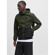 Jack & Jones Jjerush Hood Bomber Noos Siyah-yeşil Erkek Mont 12200208 Siyah-yeşil