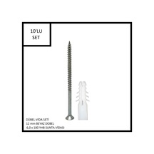 Dübel-vida Seti, Beyaz Dübel 12 Mm, 6,0x100 Yhb Sunta Vidası, 10 Adet