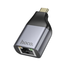 Hoco. Ua35 Tak Çalıştır Type-c To Rj45 100mbps Ethernet Dönüştürücü - Gri