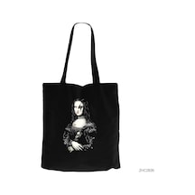 Mona Lisa Siyah Kanvas Bez Çanta Siyah