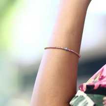 Lazer Kesim Firuzeli Bileklik Pembe Altın