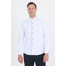 İmza Beyaz Ata Yaka Kendinden Desenli Ceremony Pamuklu Slim Fit Gömlek 1004250215 Beyaz