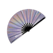 Oldfriend Mor Tay Chi Çin Sanatı Rave Parti 33cm Büyük Mor Holografik Katlanır El Yelpazesi