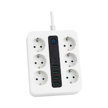 Akıllı Çoklu Priz, 6 Priz + 4 Usb Çıkışı