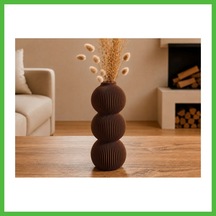 Vaveni 3d Baskı Modern 3 Küre Dekoratif Vazo - Minimal Çiçek Vazosu, Masaüstü Ev Ve Ofis Dekoru-kahverengi Arz