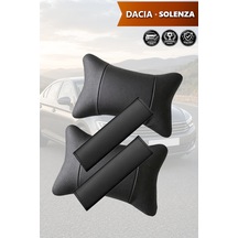 Dacia Solenza Uyumlu Deri Kemer Koruyucu Lüks Deri Yastık Siyah Set