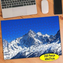 Mavi Gökyüzü Karlı Dağ Manzara 240 Parça Puzzle Yapboz-50758837