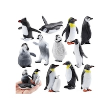 12 Li Penguen Hayvanları Mini Figür Oyuncak Et Malzeme