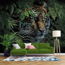 Kaplan Ve Yaprak Temalı Duvar Kağıdı Baskı