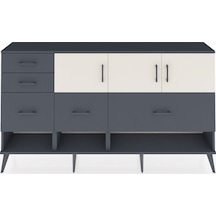 Arges Konsol 3 Raflı 5 Çekmeceli 3 Kapaklı 176x30x99 Antrasit-aytaşı/antrasit Aytası/antrasıt - Antrasıt