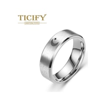 Beyaz Tasarım Sensörü Titanyum Çelik Halkaya Karşı Çift Ay Yıldız Güneş Halkası