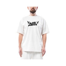 Black Sabbath Logo Oversize Beyaz Tişört