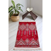Kilim Desenli Astarlı Lüks Seccade S1020 Krımızı Kırmızı