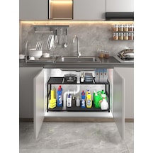 Miyuhome Genişletilebilir Raf Ayarlanabilir Düzenleyici Suya Dayanıklı Mutfak Düzenleyici Banyo Düzenleyici Siyah Diğer