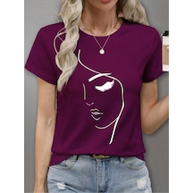 Uyguntarz Unisex Siluet Baskılı Tasarım Tshirt Mor